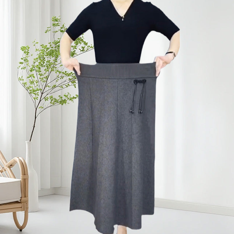 Damen Rock | High-Waist Midirock aus warmem Stoff für Herbst und Winter