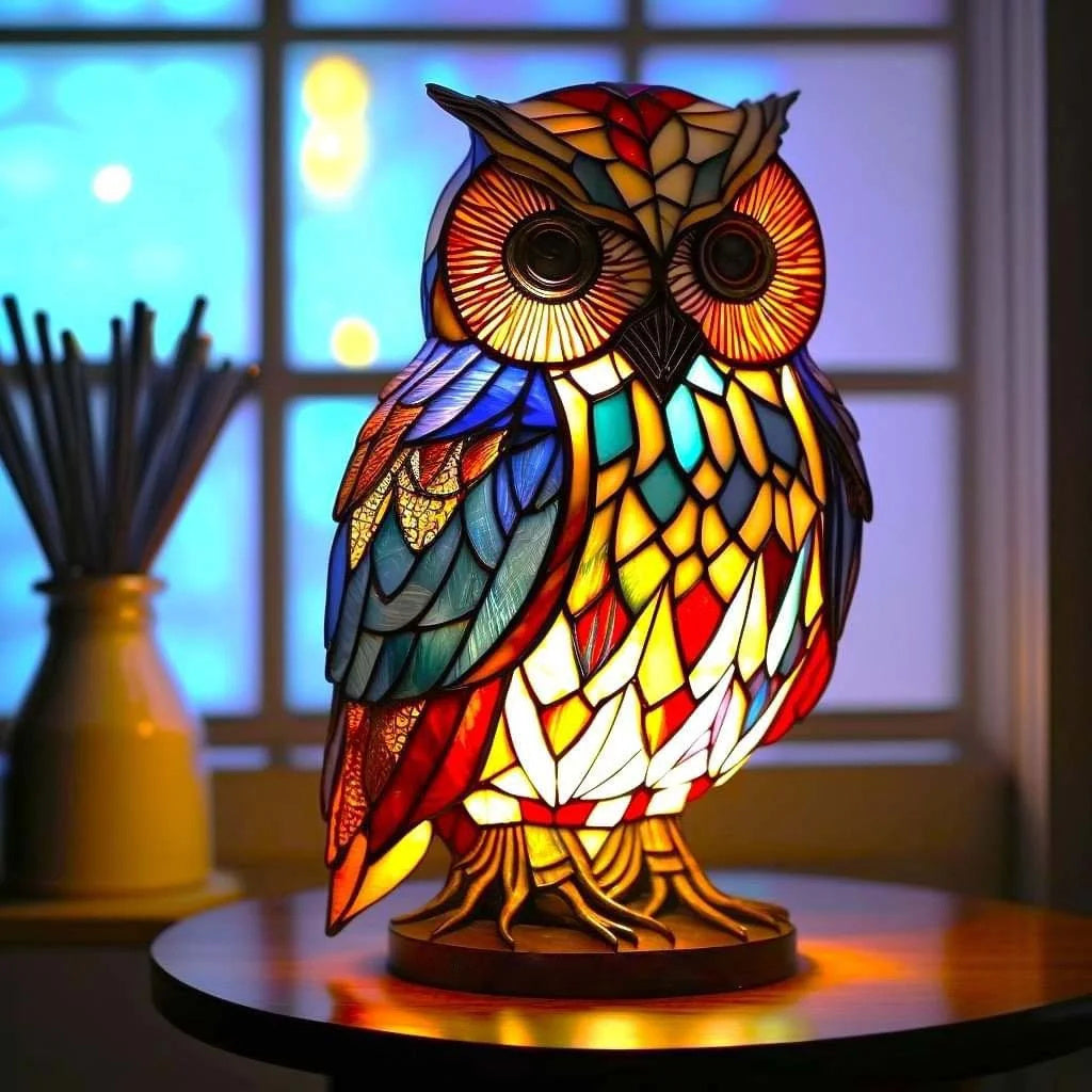 Zviera lampa v štýle vitráže | 23 motívov zvierat | Teplé náladové svetlo | Dekoratívna stolová lampa do domácnosti