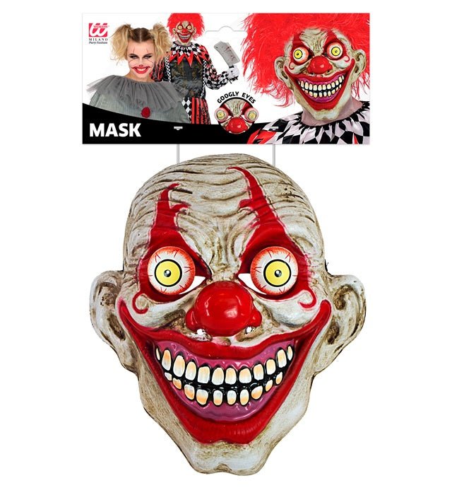 Horror Clown Maske Halloween | Gruselige Clownmaske mit wackelnden Augen für Halloween-Kostüme und Mottopartys