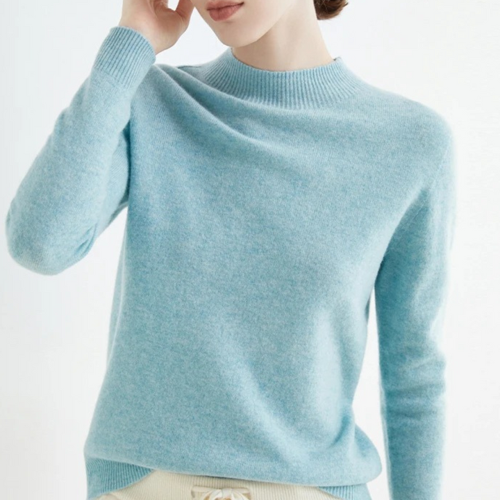 Damen Strickpullover mit hohem Kragen | Kuscheliger Pullover mit lockerer Passform für Alltag, Freizeit und festliche Looks