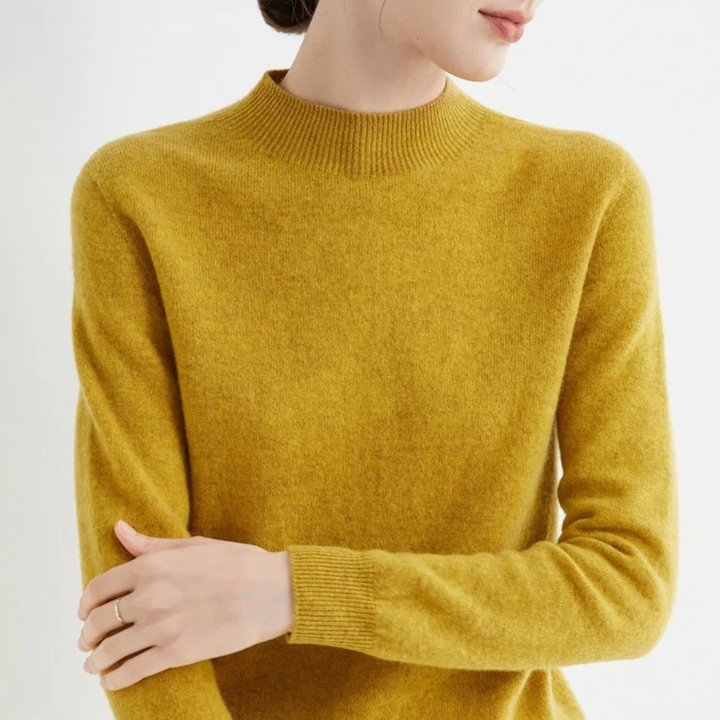 Damen Strickpullover mit hohem Kragen | Kuscheliger Pullover mit lockerer Passform für Alltag, Freizeit und festliche Looks