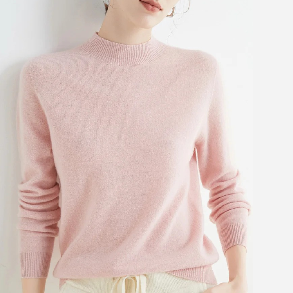 Damen Strickpullover mit hohem Kragen | Kuscheliger Pullover mit lockerer Passform für Alltag, Freizeit und festliche Looks