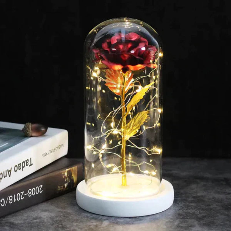 Lampada Rosa Galassia per sempre | Rosa eterna in cupola di vetro | Lampada decorativa a LED | Simbolo di amore e bellezza senza tempo