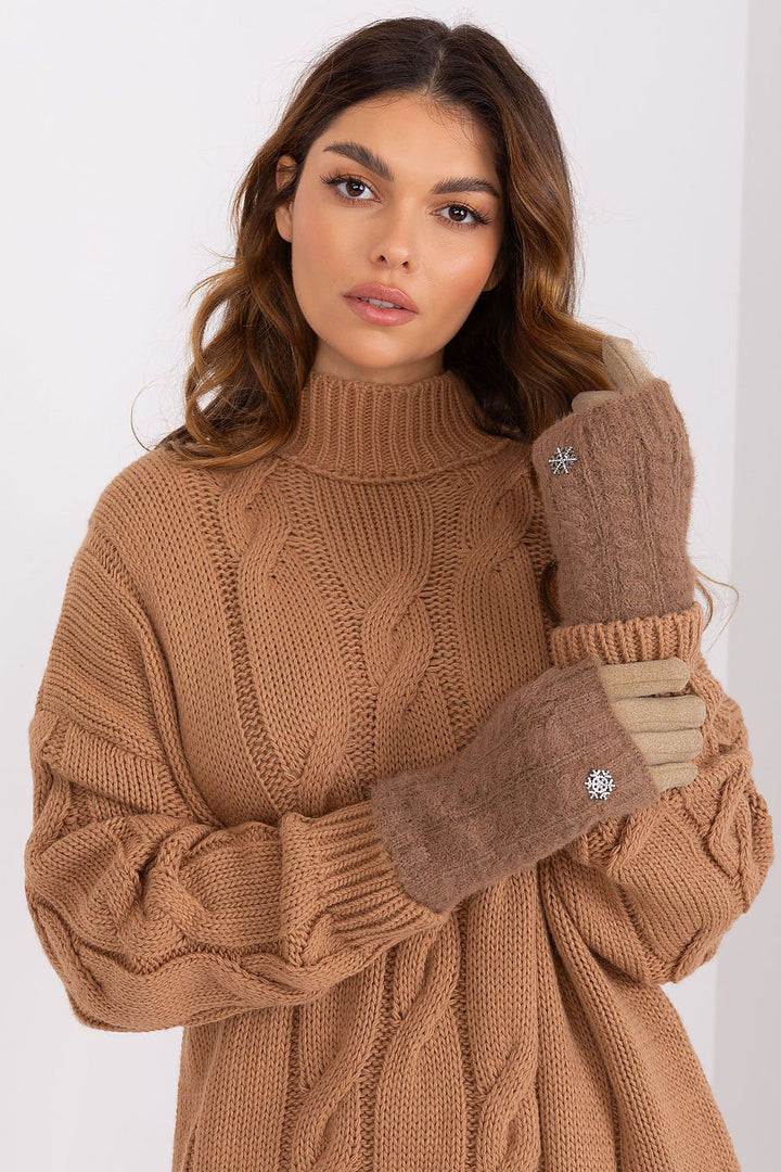 Damen Winterhandschuhe mit Touchscreen-Funktion | Warme Handschuhe mit zusätzlicher Strickisolierung und Blumenstickerei