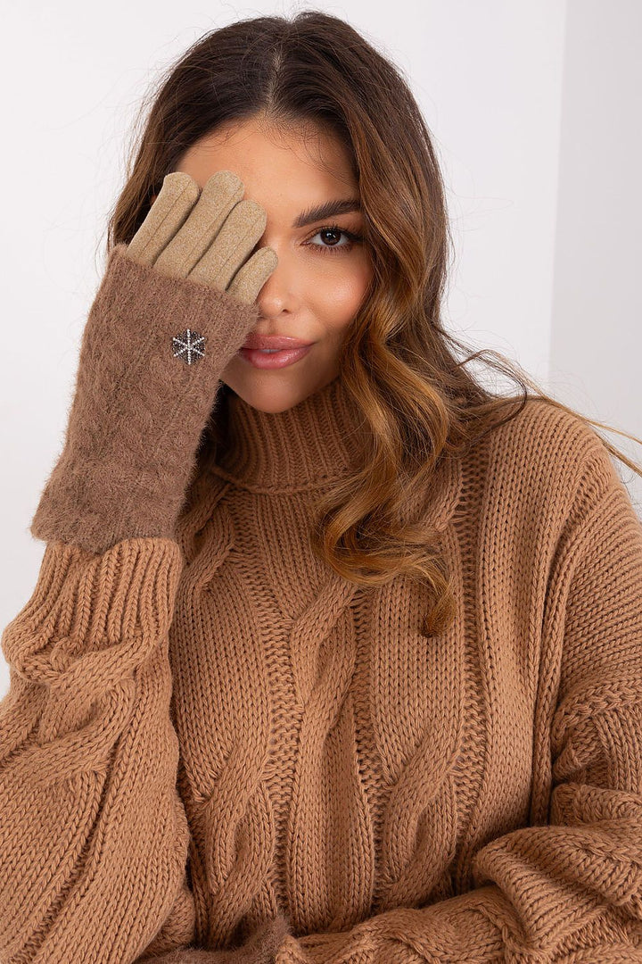 Damen Winterhandschuhe mit Touchscreen-Funktion | Warme Handschuhe mit zusätzlicher Strickisolierung und Blumenstickerei