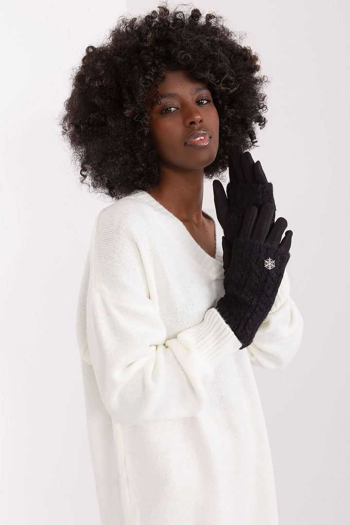 Damen Winterhandschuhe mit Touchscreen-Funktion | Warme Handschuhe mit zusätzlicher Strickisolierung und Blumenstickerei