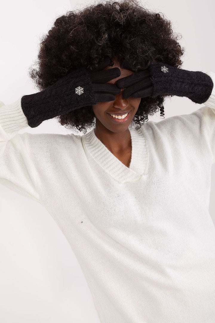 Damen Winterhandschuhe mit Touchscreen-Funktion | Warme Handschuhe mit zusätzlicher Strickisolierung und Blumenstickerei