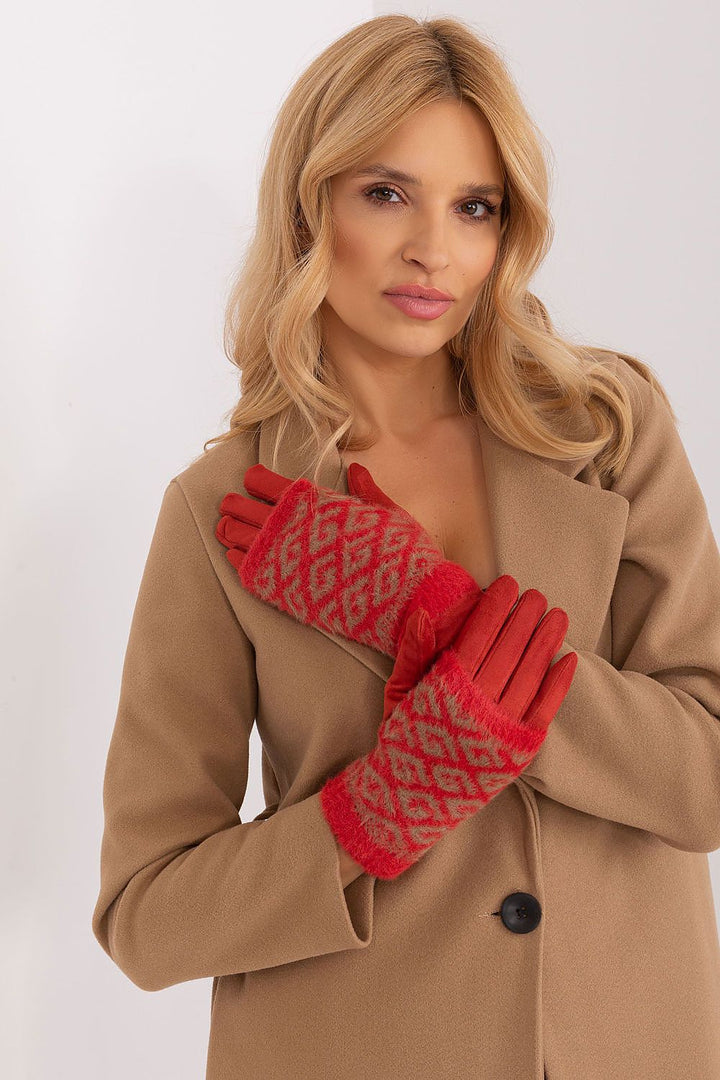 Damen Winterhandschuhe mit Touchscreen | Glatte Handschuhe mit abziehbarem Strickteil und Blumenstickerei am Zeigefinger