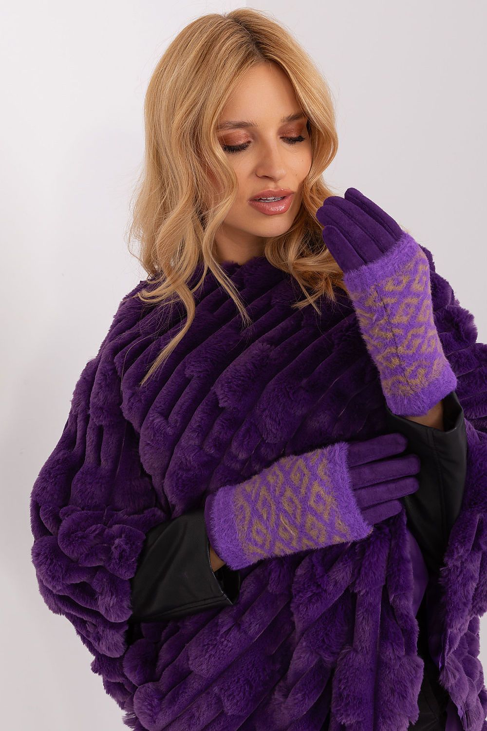 Damen Winterhandschuhe mit Touchscreen | Glatte Handschuhe mit abziehbarem Strickteil und Blumenstickerei am Zeigefinger