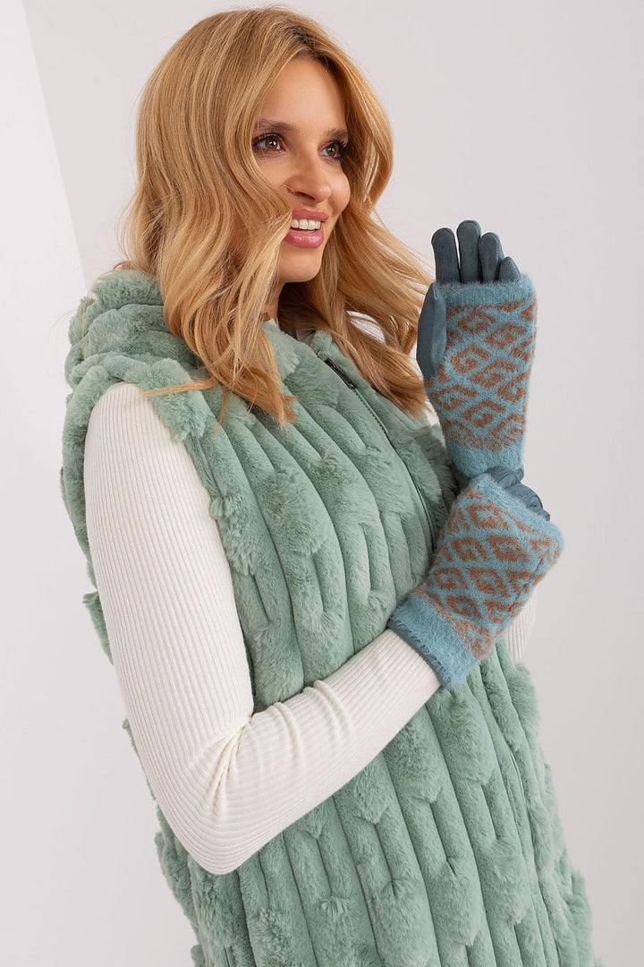 Damen Winterhandschuhe mit Touchscreen | Glatte Handschuhe mit abziehbarem Strickteil und Blumenstickerei am Zeigefinger