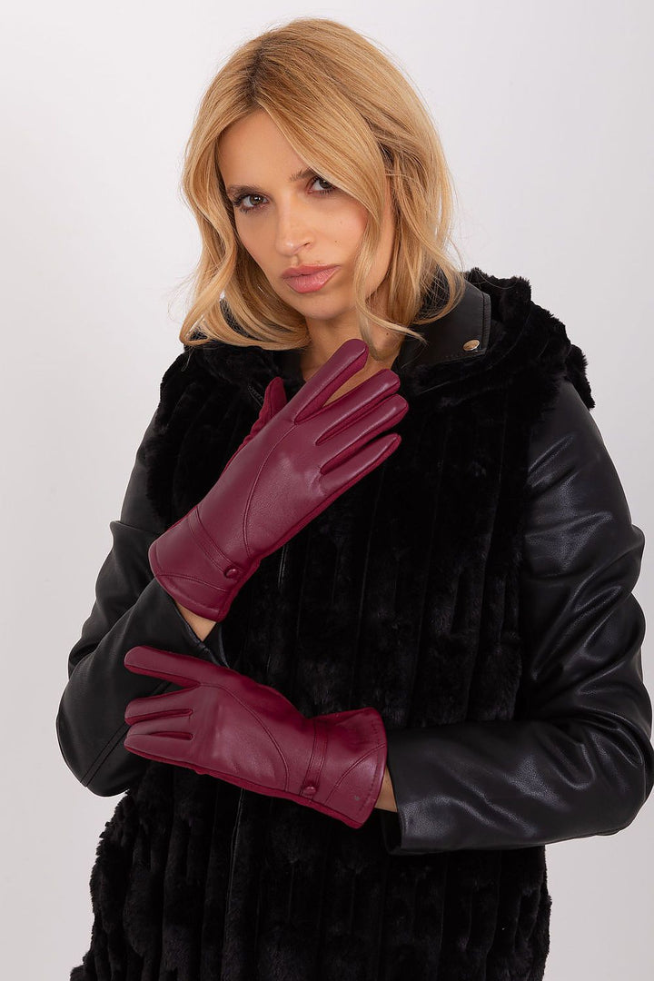 Damen Handschuhe mit Touchscreen-Funktion | Elegante Handschuhe mit Materialmix, Zierknöpfen und Blumenstickerei für Alltag
