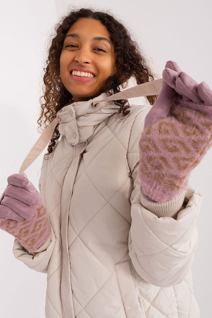 Damen Winterhandschuhe mit Touchscreen | Glatte Handschuhe mit abziehbarem Strickteil und Blumenstickerei am Zeigefinger