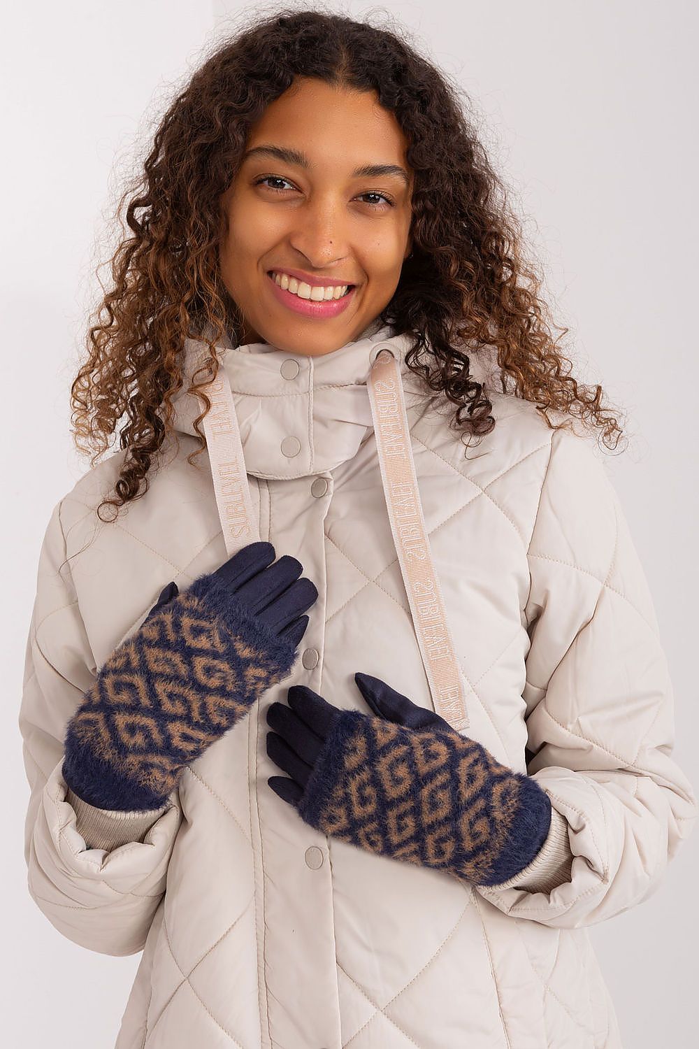 Damen Winterhandschuhe mit Touchscreen | Glatte Handschuhe mit abziehbarem Strickteil und Blumenstickerei am Zeigefinger