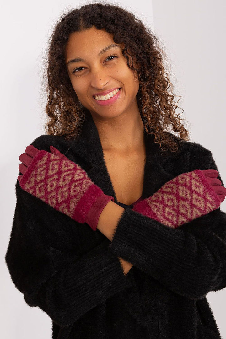 Damen Winterhandschuhe mit Touchscreen | Glatte Handschuhe mit abziehbarem Strickteil und Blumenstickerei am Zeigefinger