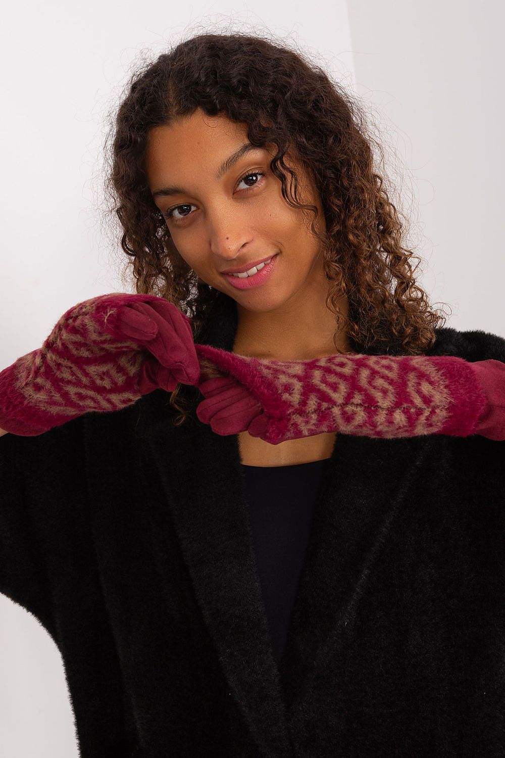 Damen Winterhandschuhe mit Touchscreen | Glatte Handschuhe mit abziehbarem Strickteil und Blumenstickerei am Zeigefinger