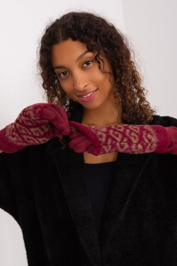 Damen Winterhandschuhe mit Touchscreen | Glatte Handschuhe mit abziehbarem Strickteil und Blumenstickerei am Zeigefinger