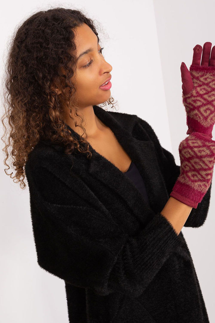Damen Winterhandschuhe mit Touchscreen | Glatte Handschuhe mit abziehbarem Strickteil und Blumenstickerei am Zeigefinger