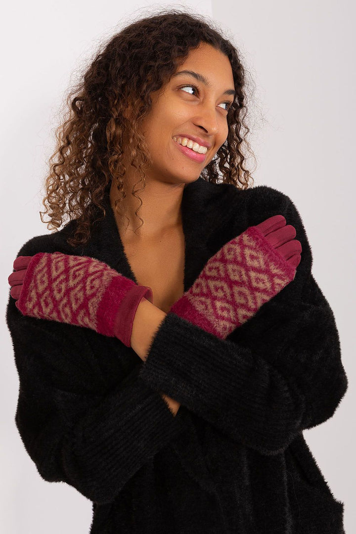 Damen Winterhandschuhe mit Touchscreen | Glatte Handschuhe mit abziehbarem Strickteil und Blumenstickerei am Zeigefinger