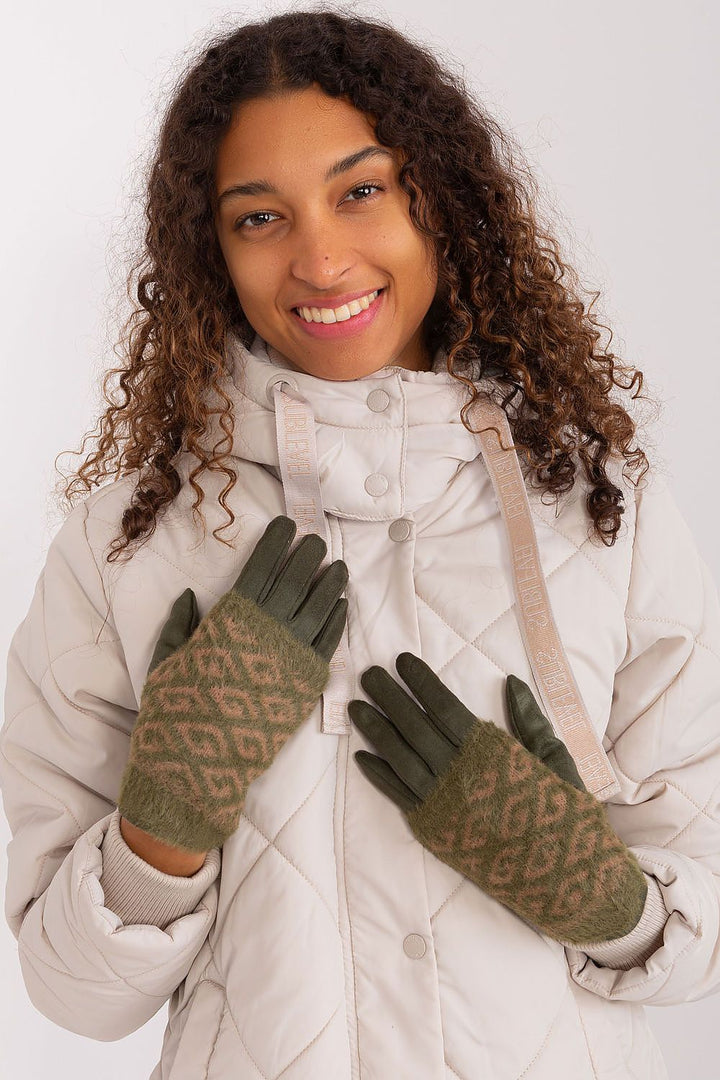 Damen Winterhandschuhe mit Touchscreen | Glatte Handschuhe mit abziehbarem Strickteil und Blumenstickerei am Zeigefinger