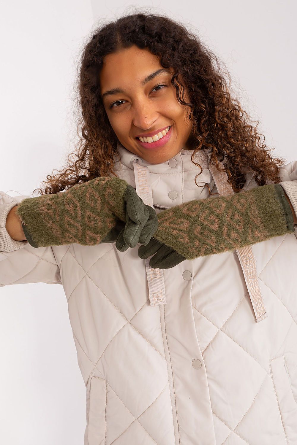 Damen Winterhandschuhe mit Touchscreen | Glatte Handschuhe mit abziehbarem Strickteil und Blumenstickerei am Zeigefinger