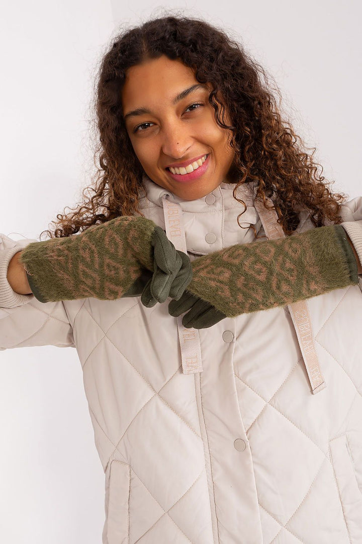 Damen Winterhandschuhe mit Touchscreen | Glatte Handschuhe mit abziehbarem Strickteil und Blumenstickerei am Zeigefinger