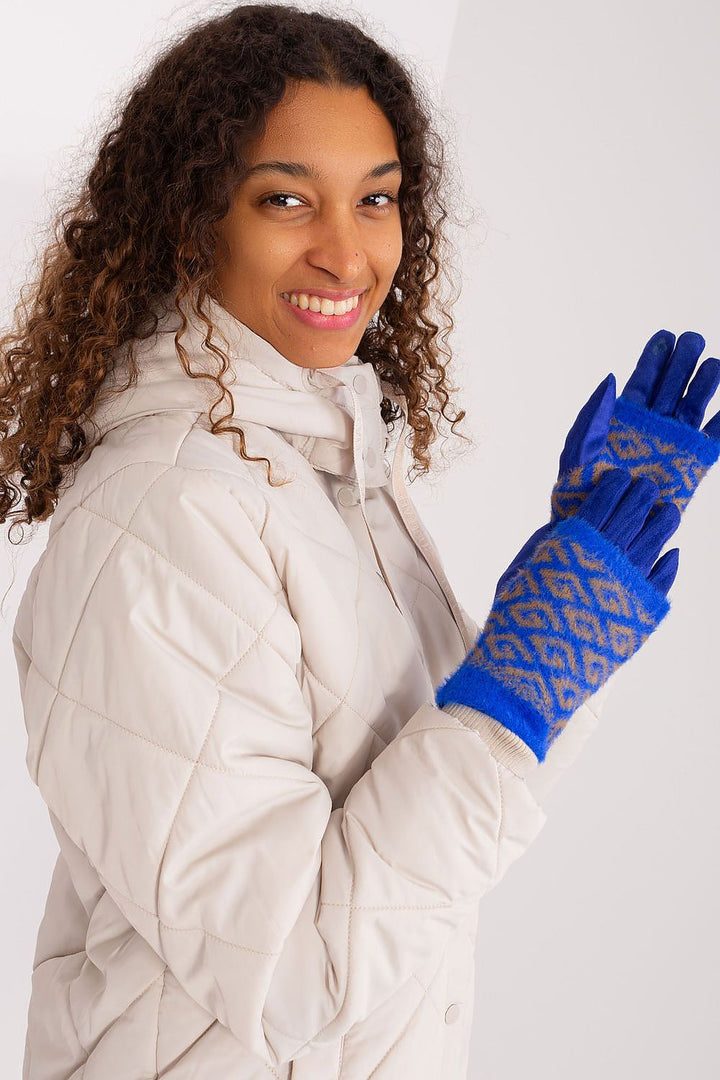 Damen Winterhandschuhe mit Touchscreen | Glatte Handschuhe mit abziehbarem Strickteil und Blumenstickerei am Zeigefinger