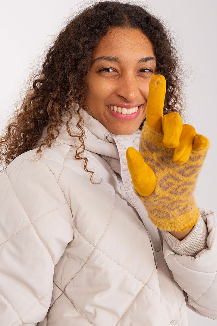 Damen Winterhandschuhe mit Touchscreen | Glatte Handschuhe mit abziehbarem Strickteil und Blumenstickerei am Zeigefinger