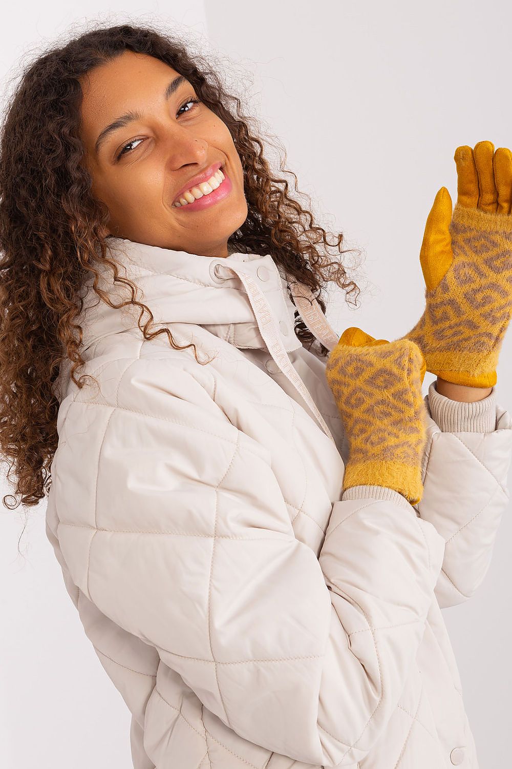 Damen Winterhandschuhe mit Touchscreen | Glatte Handschuhe mit abziehbarem Strickteil und Blumenstickerei am Zeigefinger