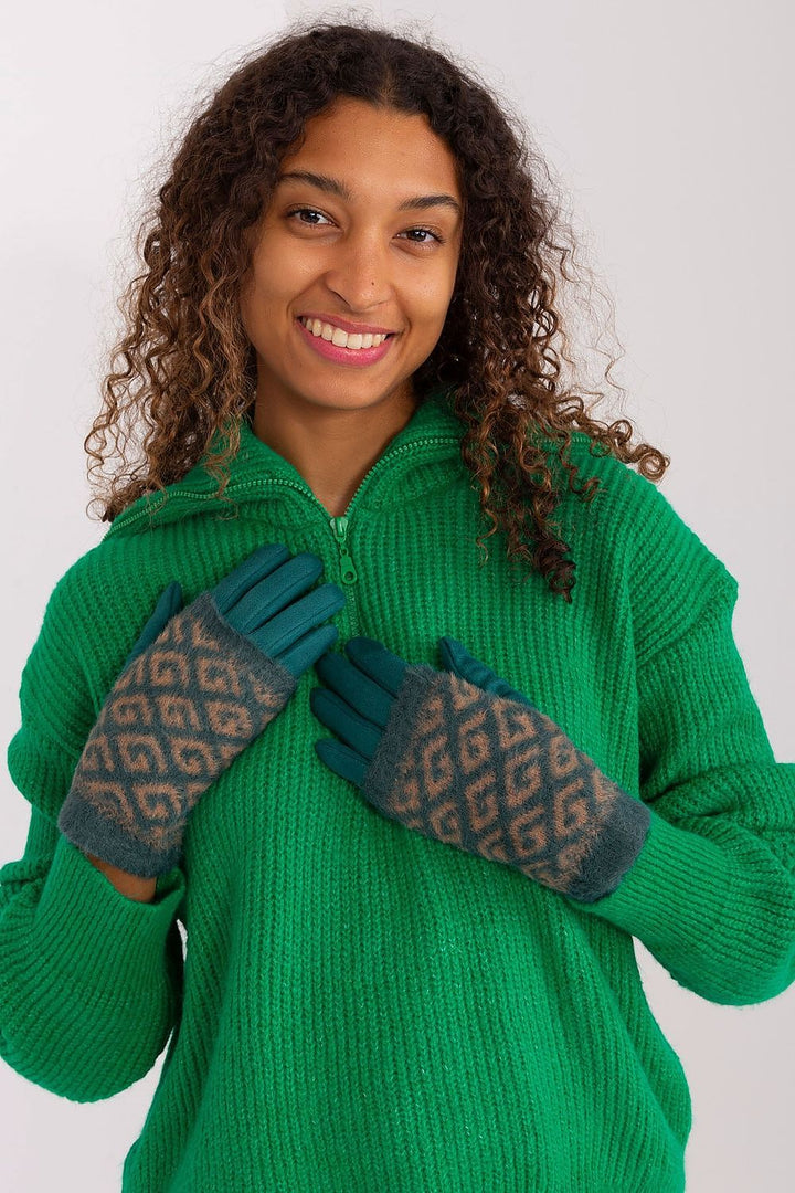 Damen Winterhandschuhe mit Touchscreen | Glatte Handschuhe mit abziehbarem Strickteil und Blumenstickerei am Zeigefinger