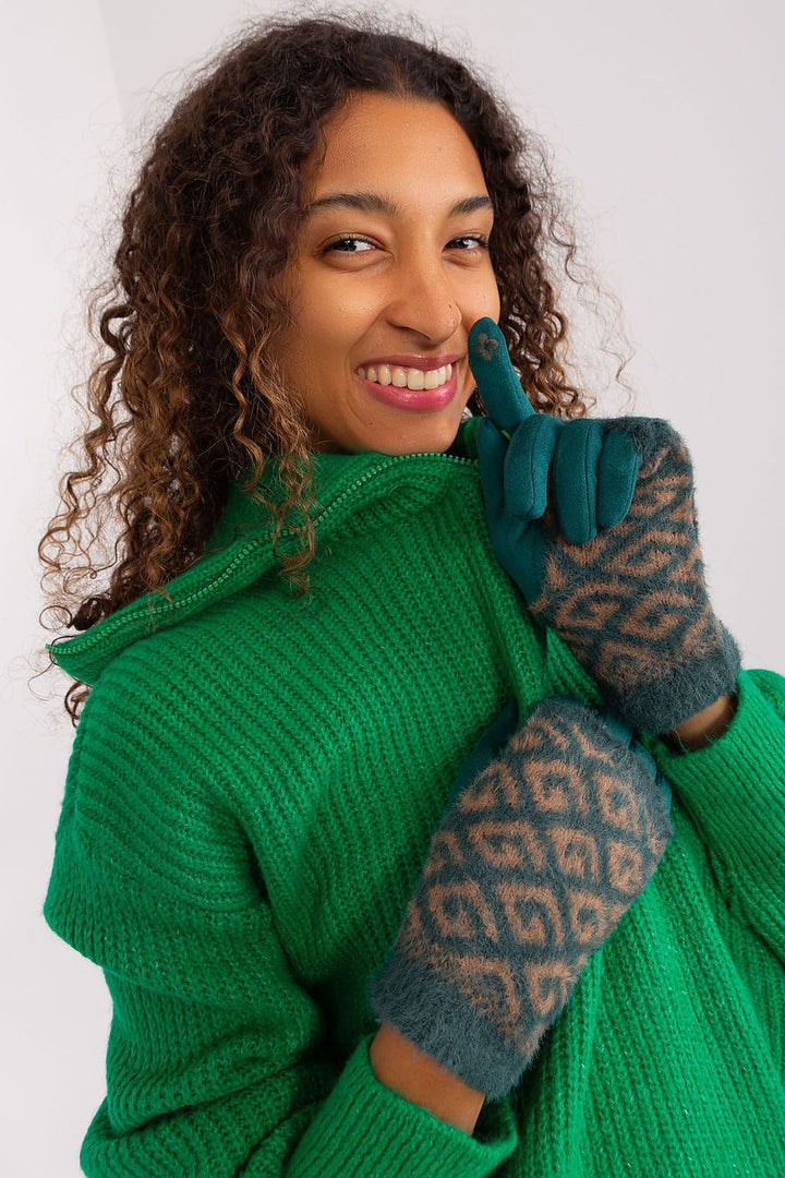 Damen Winterhandschuhe mit Touchscreen | Glatte Handschuhe mit abziehbarem Strickteil und Blumenstickerei am Zeigefinger