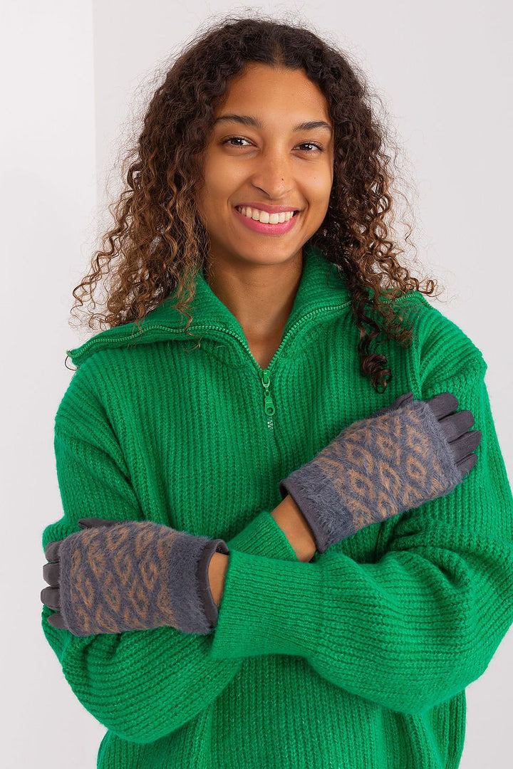 Damen Winterhandschuhe mit Touchscreen | Glatte Handschuhe mit abziehbarem Strickteil und Blumenstickerei am Zeigefinger