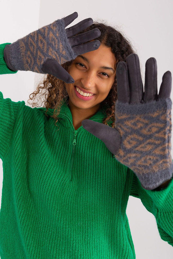 Damen Winterhandschuhe mit Touchscreen | Glatte Handschuhe mit abziehbarem Strickteil und Blumenstickerei am Zeigefinger