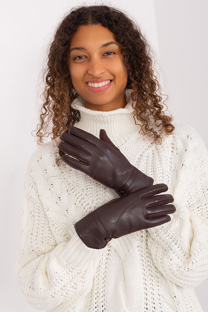 Damen Handschuhe mit Touchscreen-Funktion | Elegante Handschuhe mit Materialmix, Zierknöpfen und Blumenstickerei für Alltag