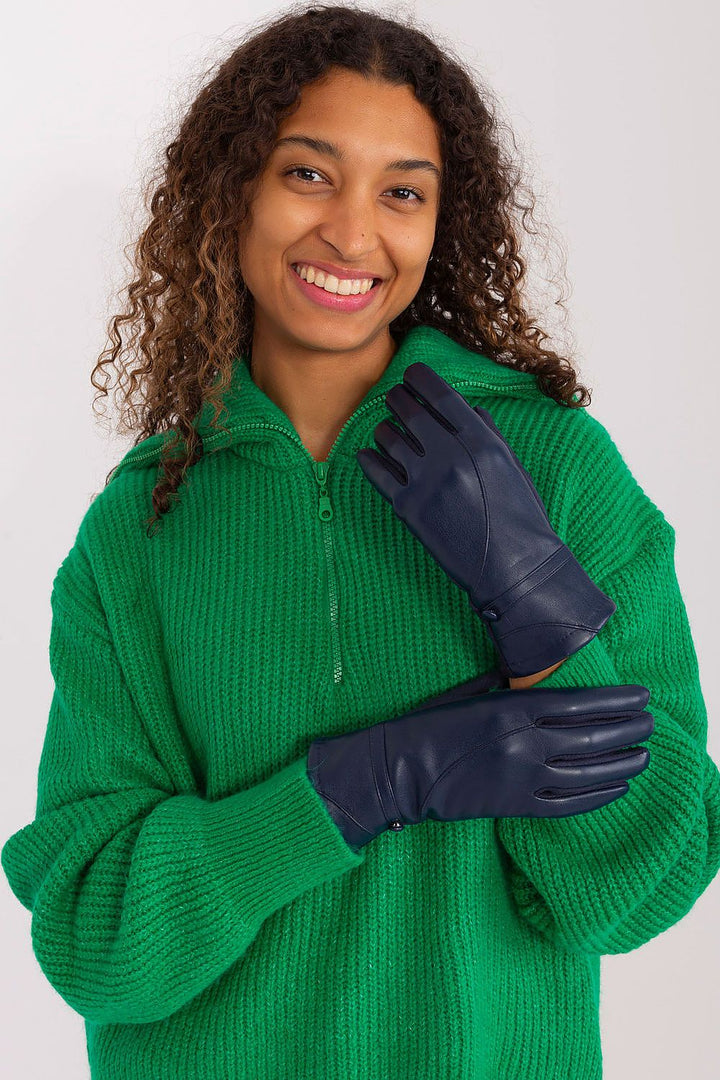 Damen Handschuhe mit Touchscreen-Funktion | Elegante Handschuhe mit Materialmix, Zierknöpfen und Blumenstickerei für Alltag