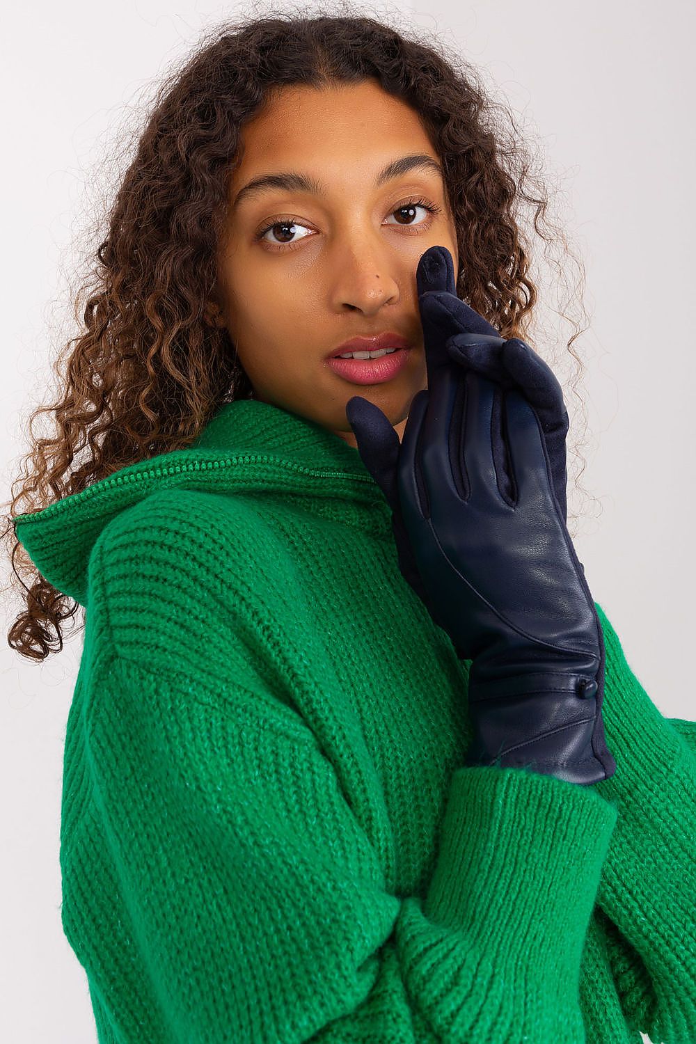 Damen Handschuhe mit Touchscreen-Funktion | Elegante Handschuhe mit Materialmix, Zierknöpfen und Blumenstickerei für Alltag