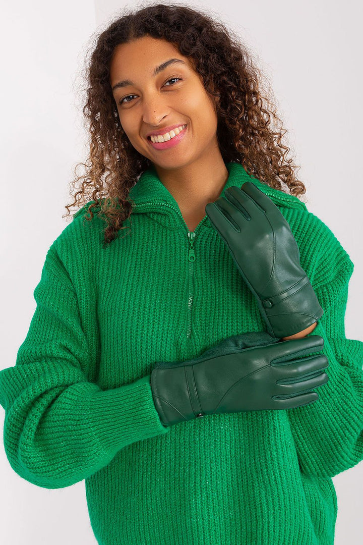 Damen Handschuhe mit Touchscreen-Funktion | Elegante Handschuhe mit Materialmix, Zierknöpfen und Blumenstickerei für Alltag