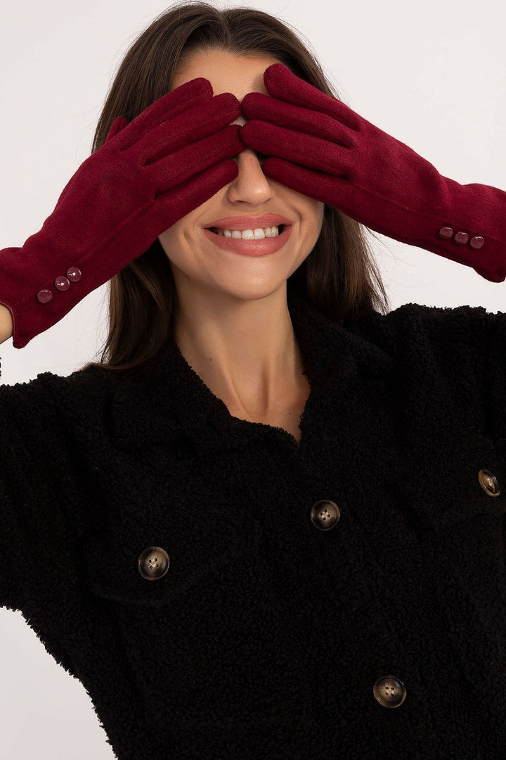 Damen Winterhandschuhe mit Touchscreen-Funktion | Warm gefütterte Handschuhe mit Blumenstickerei und Zierknöpfen am Handgelenk