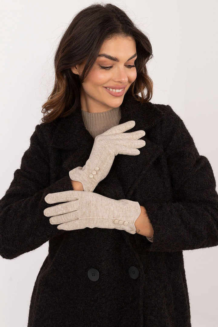 Damen Winterhandschuhe mit Touchscreen-Funktion | Warm gefütterte Handschuhe mit Blumenstickerei und Zierknöpfen am Handgelenk