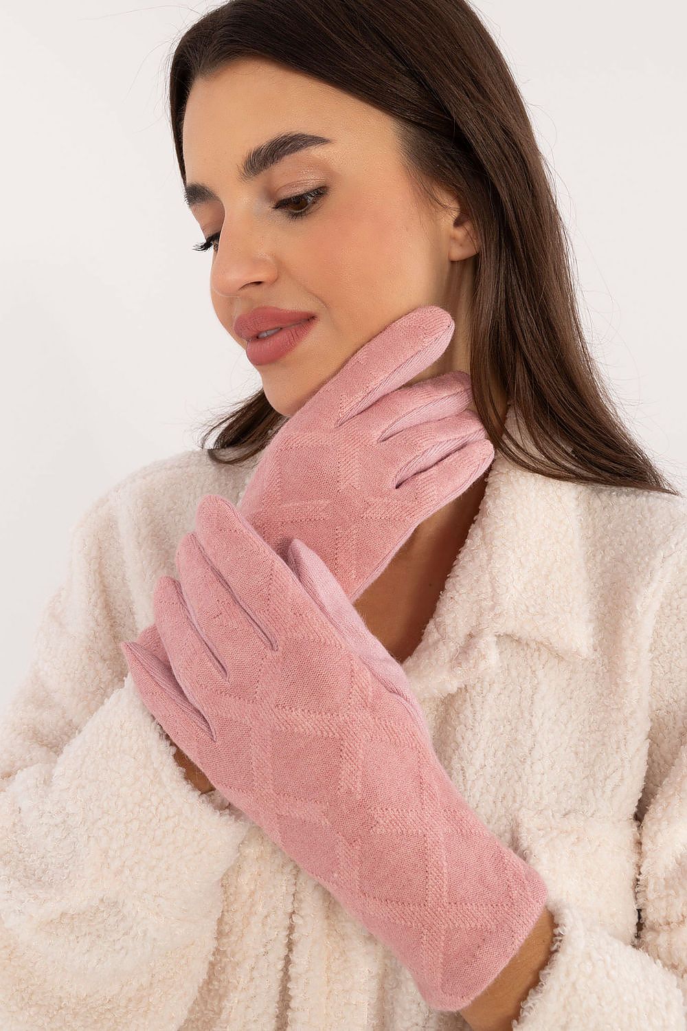 Damen Winterhandschuhe mit Touchscreen-Funktion | Warm gefütterte Handschuhe mit geometrischem Muster und Blumenstickerei