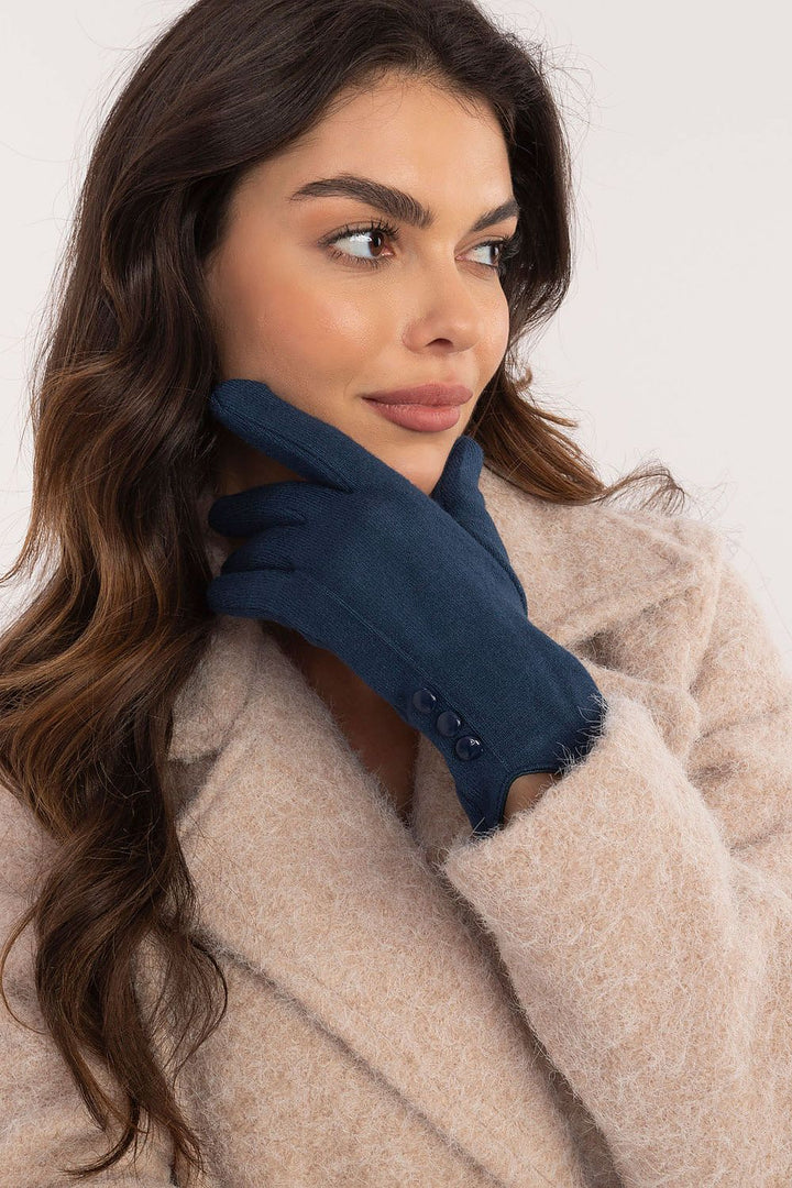 Damen Winterhandschuhe mit Touchscreen-Funktion | Warm gefütterte Handschuhe mit Blumenstickerei und Zierknöpfen am Handgelenk