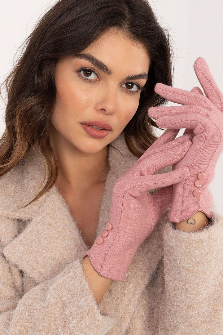 Damen Winterhandschuhe mit Touchscreen-Funktion | Warm gefütterte Handschuhe mit Blumenstickerei und Zierknöpfen am Handgelenk