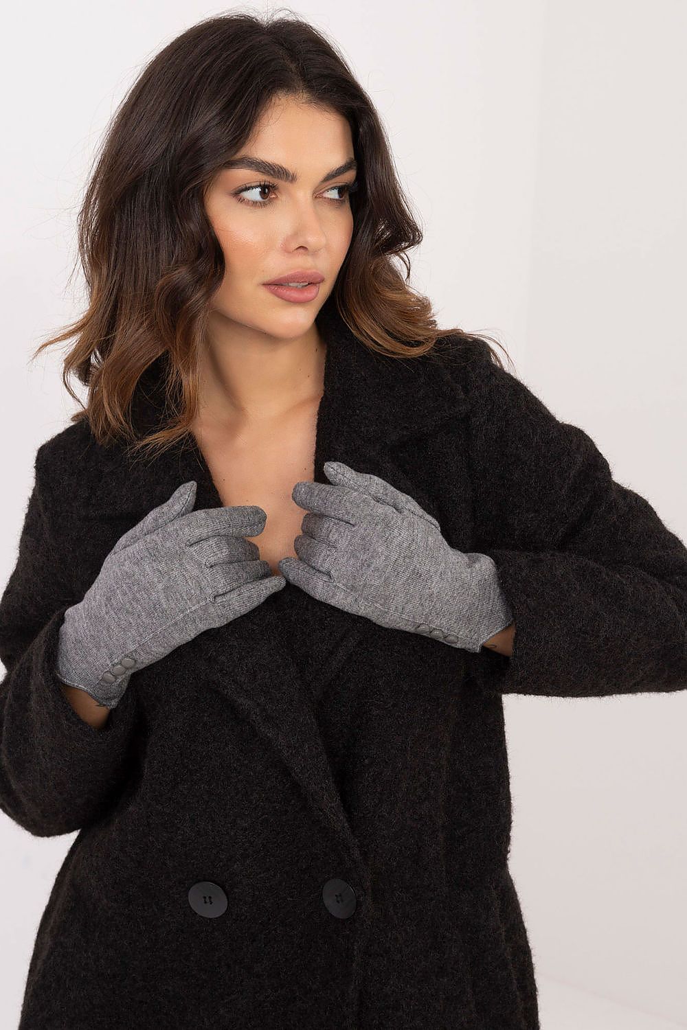 Damen Winterhandschuhe mit Touchscreen-Funktion | Warm gefütterte Handschuhe mit Blumenstickerei und Zierknöpfen am Handgelenk