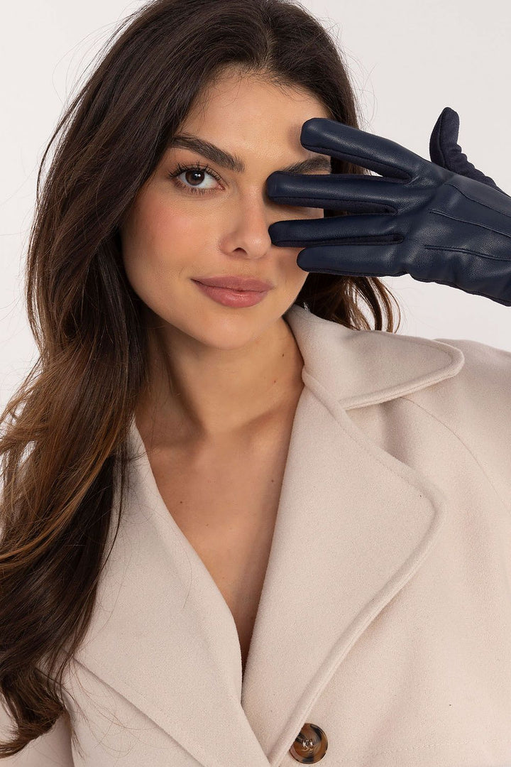 Damen Winterhandschuhe mit Touchscreen | Warm gefütterte Handschuhe mit Kunstleder-Details und Blumenstickerei für kalte Tage