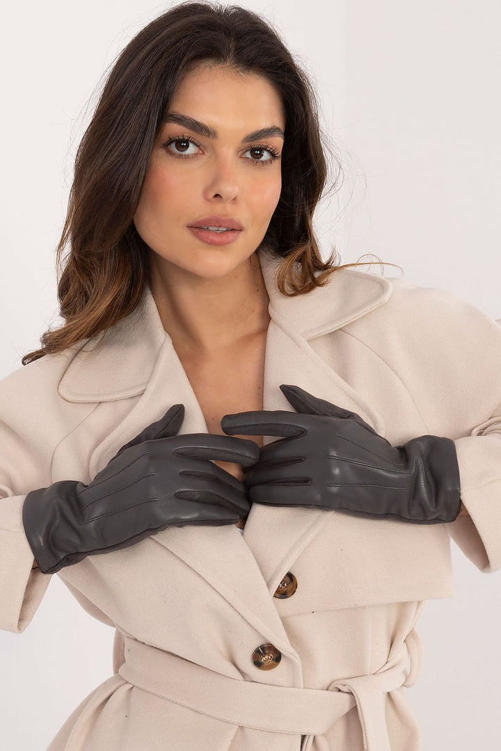 Damen Winterhandschuhe mit Touchscreen | Warm gefütterte Handschuhe mit Kunstleder-Details und Blumenstickerei für kalte Tage