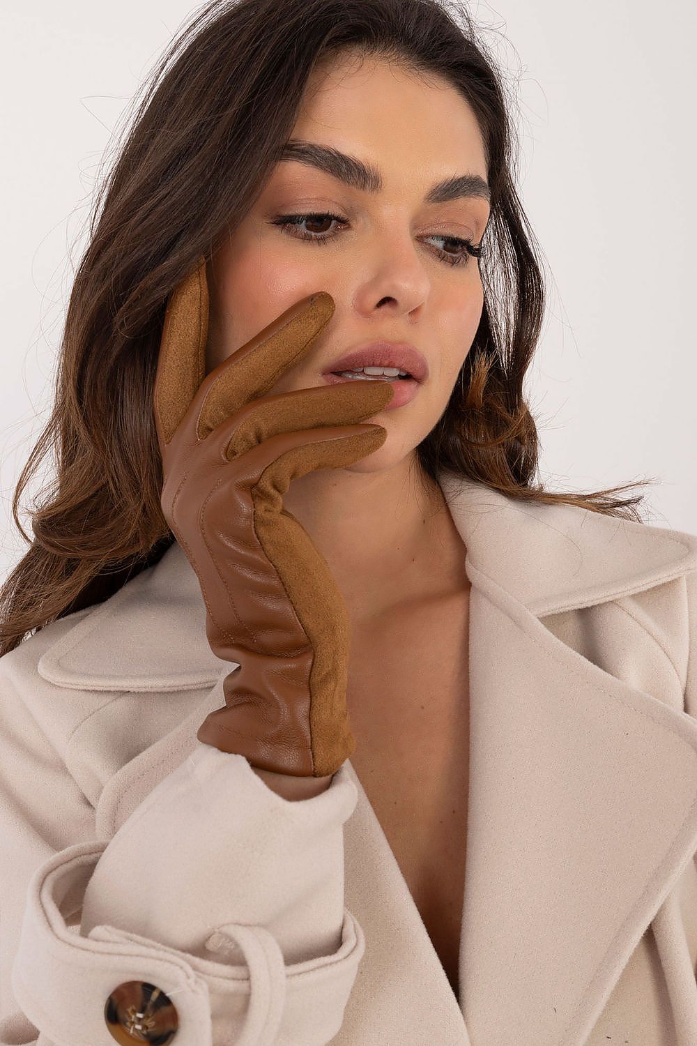 Damen Winterhandschuhe mit Touchscreen | Warm gefütterte Handschuhe mit Kunstleder-Details und Blumenstickerei für kalte Tage