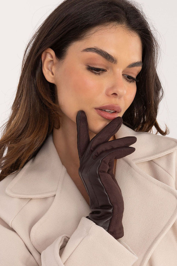 Damen Winterhandschuhe mit Touchscreen | Warm gefütterte Handschuhe mit Kunstleder-Details und Blumenstickerei für kalte Tage