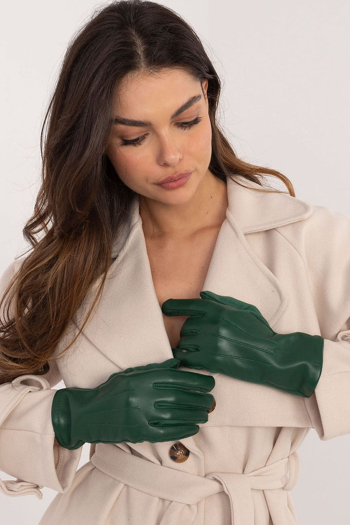 Damen Winterhandschuhe mit Touchscreen | Warm gefütterte Handschuhe mit Kunstleder-Details und Blumenstickerei für kalte Tage