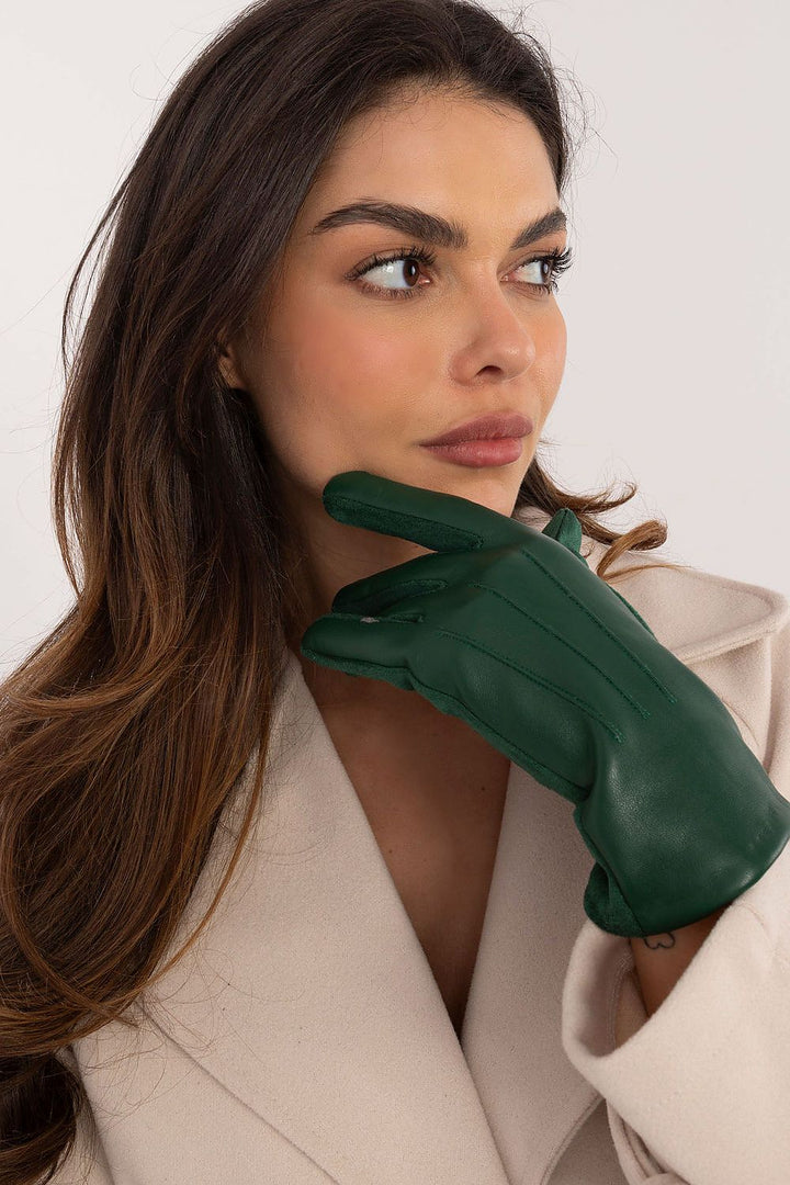 Damen Winterhandschuhe mit Touchscreen | Warm gefütterte Handschuhe mit Kunstleder-Details und Blumenstickerei für kalte Tage