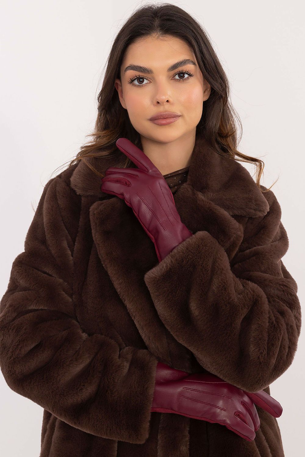 Damen Winterhandschuhe mit Touchscreen | Warm gefütterte Handschuhe mit Kunstleder-Details und Blumenstickerei für kalte Tage