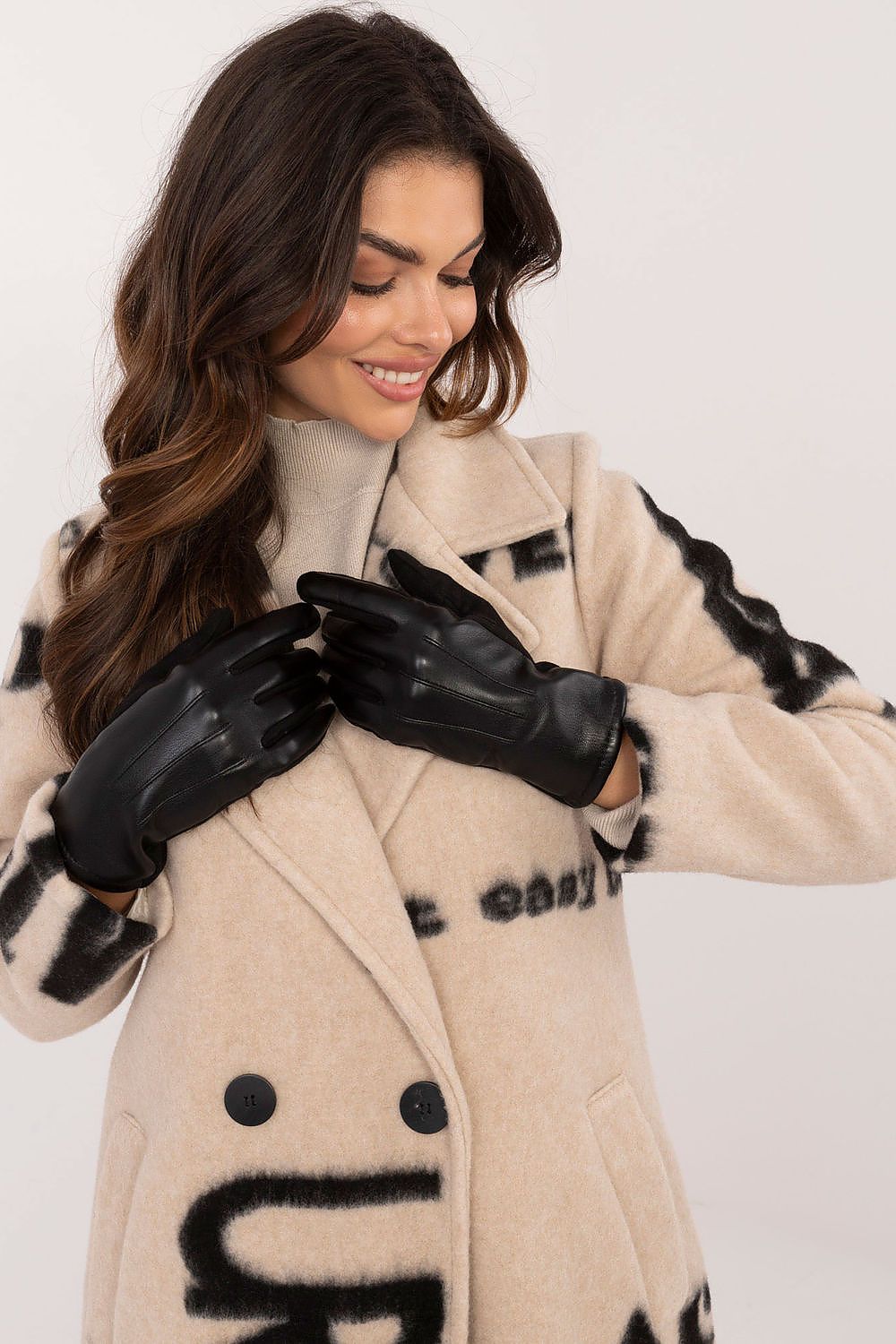 Damen Winterhandschuhe mit Touchscreen | Warm gefütterte Handschuhe mit Kunstleder-Details und Blumenstickerei für kalte Tage